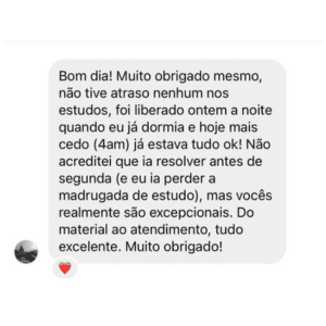 Depoimento de aluno sobre o atendimento e a liberação dos materiais