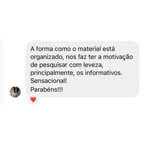 Depoimento de aluno sobre a organização do material